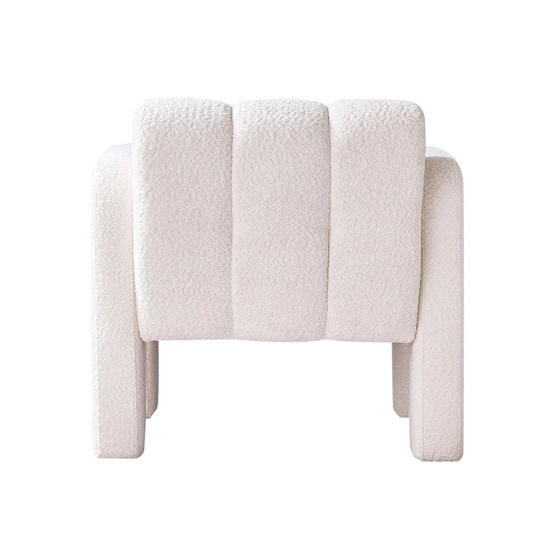 Poltrona imbottita 79 cm larga in boucle, moderna, sedia laterale, comoda, per camera da letto, soggiorno