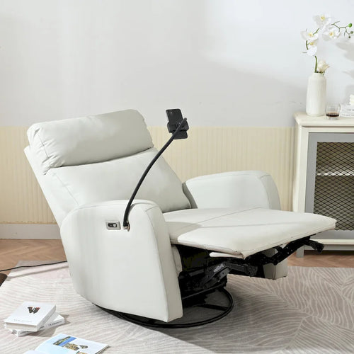 Poltrona Reclinabile Girevole a 270 Gradi con Porta USB, Divano Reclinabile Elettrico, Poltrona Home Theater in Pelle