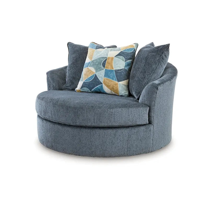 Poltrona oversize Maxo Accent, 56 pollici, girevole a 360°, 3 cuscini decorativi, blu