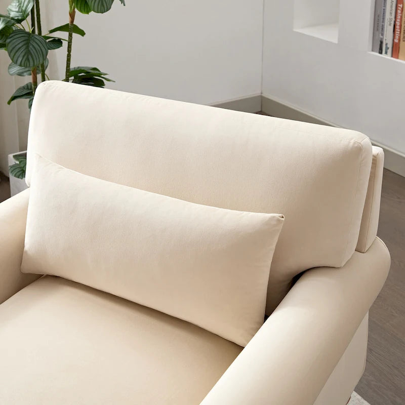 Poltrona moderna in velluto da 37,8" con supporto lombare ergonomico e gambe a colonna romana vintage