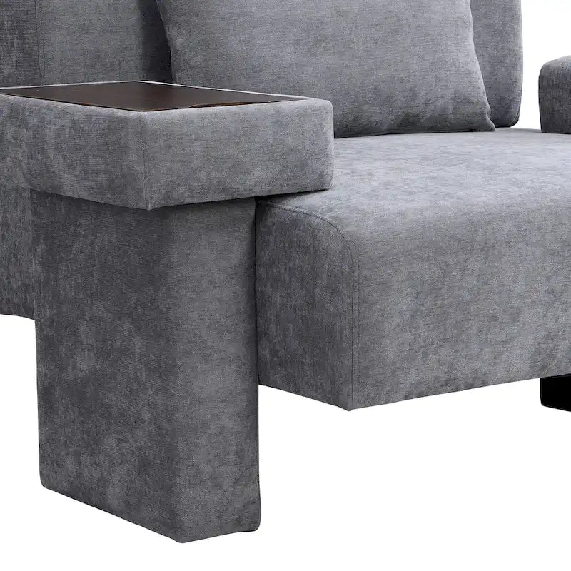 Poltrona Oversize in Poliestere con Contenitore, Bracciolo Asimmetrico e Design Moderno di Metà Secolo, Capacità 102 kg