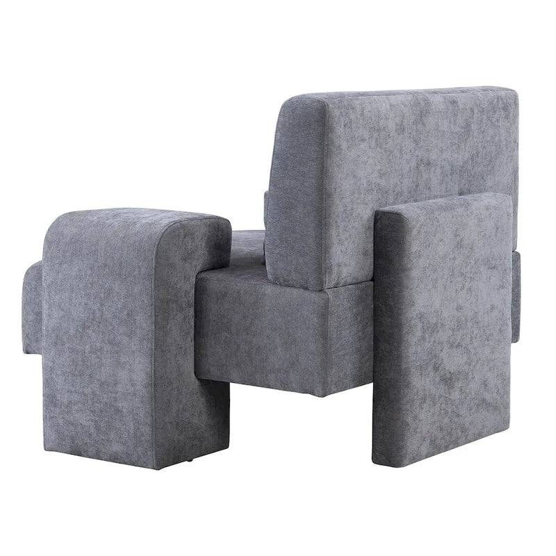 Poltrona Oversize in Poliestere con Contenitore, Bracciolo Asimmetrico e Design Moderno di Metà Secolo, Capacità 102 kg