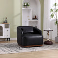 Poltrona girevole a botte in PU nero da 80 cm con base in metallo