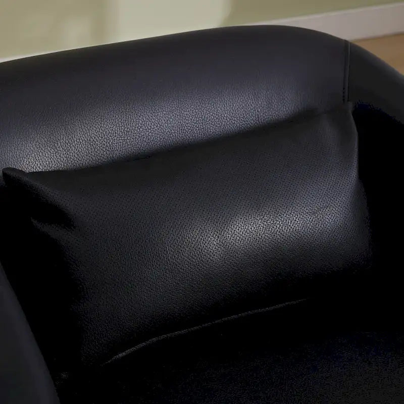 Poltrona girevole a botte in PU nero da 80 cm con base in metallo