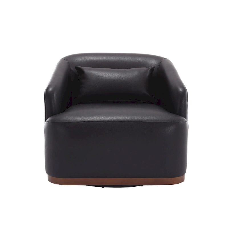 Poltrona girevole a botte in PU nero da 80 cm con base in metallo