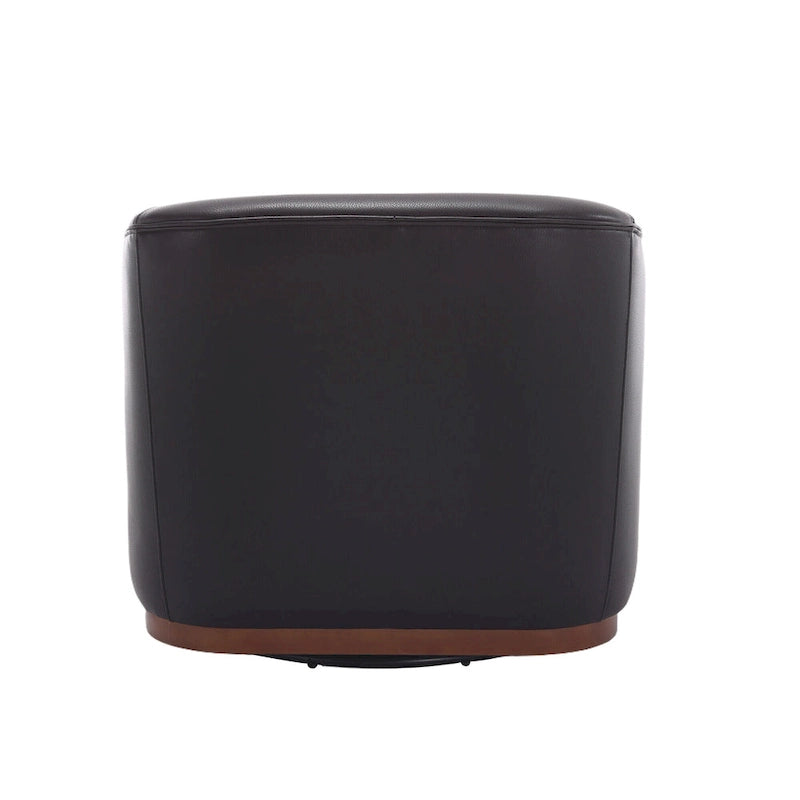 Poltrona girevole a botte in PU nero da 80 cm con base in metallo
