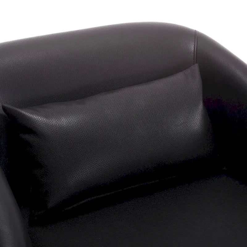 Poltrona girevole a botte in PU nero da 80 cm con base in metallo