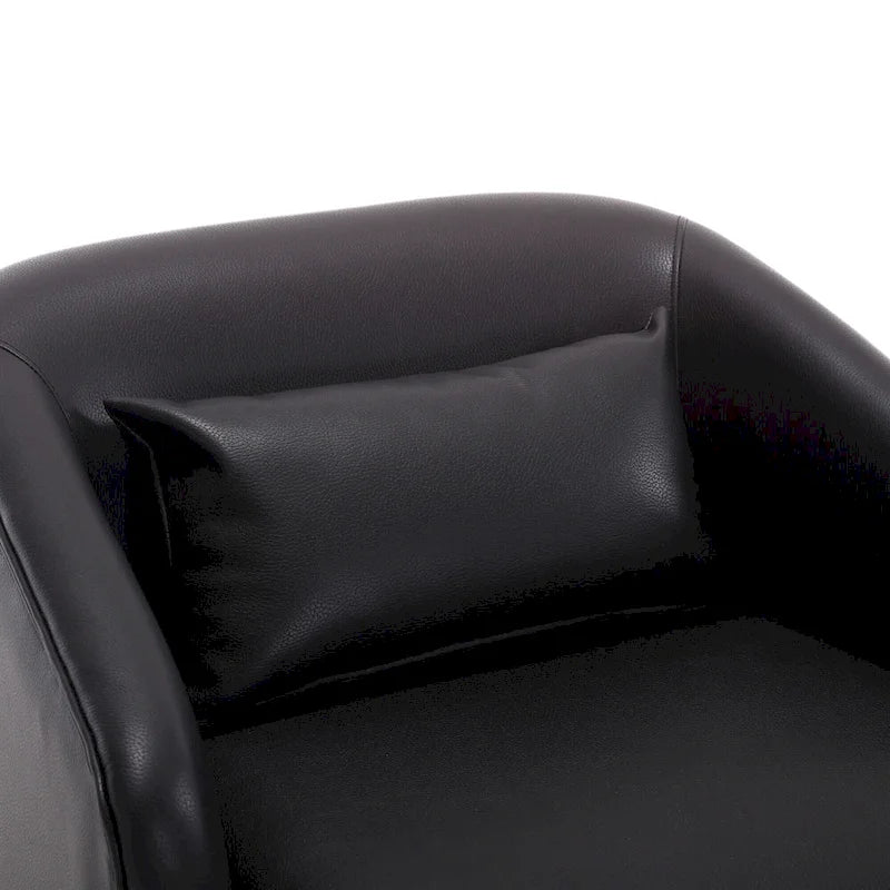 Poltrona girevole a botte in PU nero da 80 cm con base in metallo