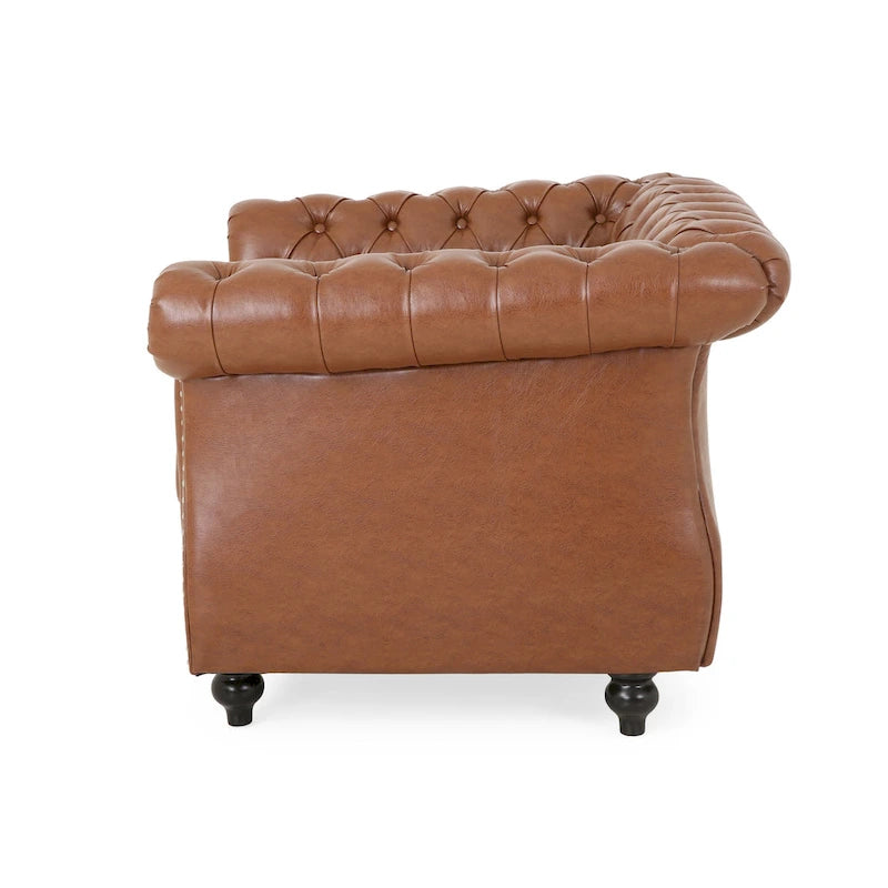 PU Tufted Accent Chair with Chesterfield Design