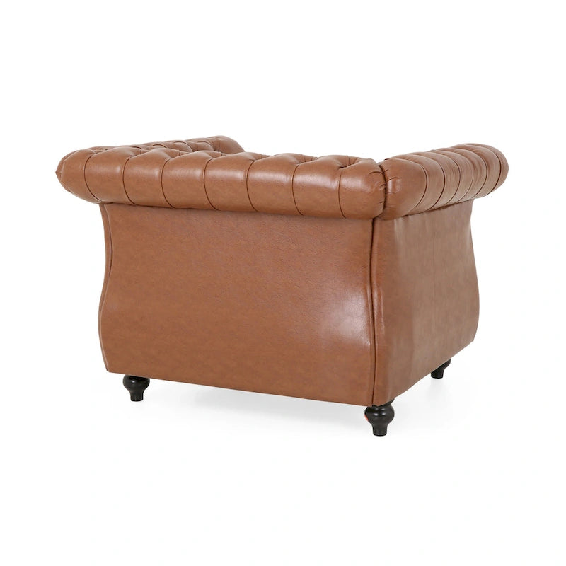PU Tufted Accent Chair with Chesterfield Design