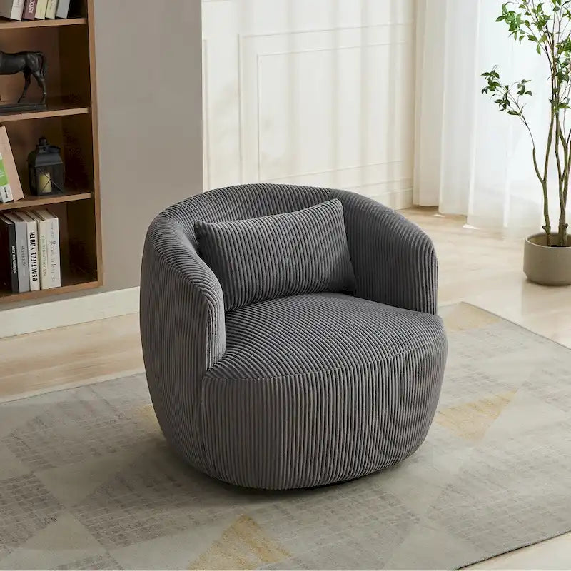 Drehbarer Cord-Sessel im Fassdesign