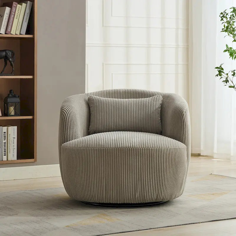 Drehbarer Cord-Sessel im Fassdesign