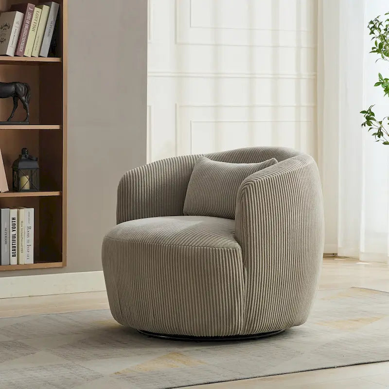 Drehbarer Cord-Sessel im Fassdesign