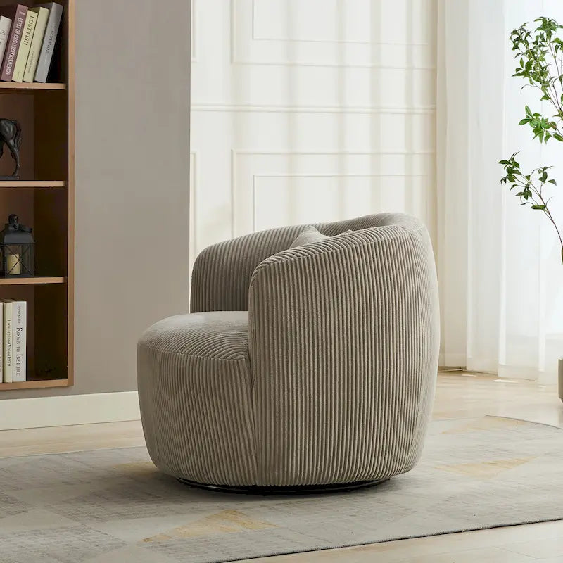 Drehbarer Cord-Sessel im Fassdesign