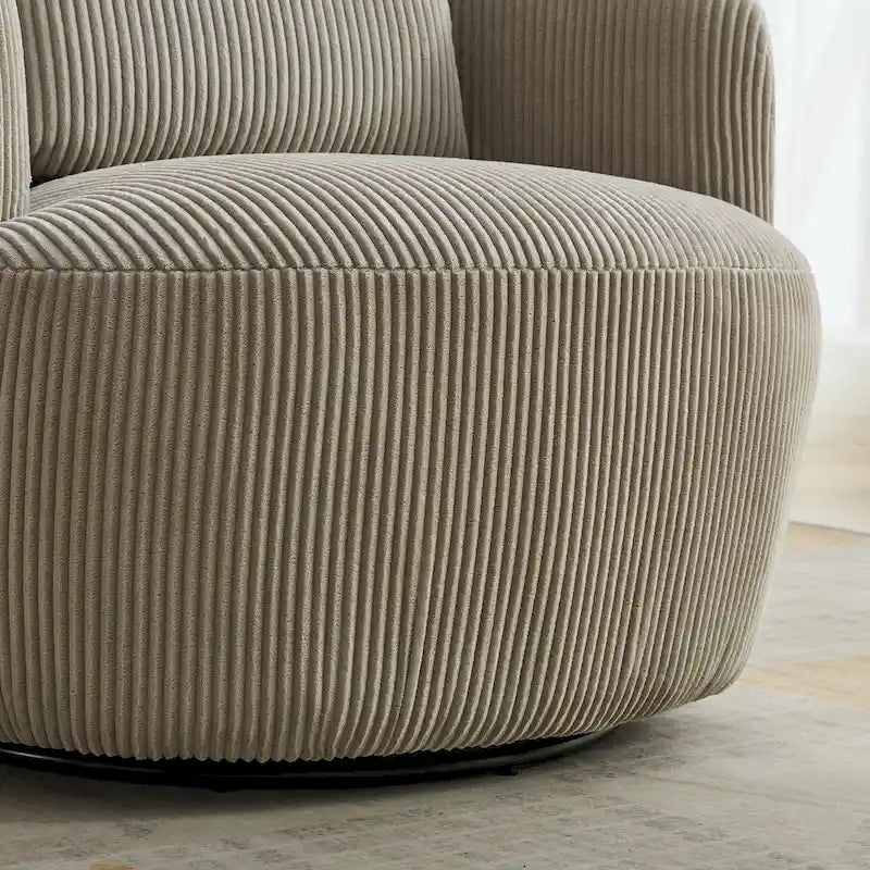 Drehbarer Cord-Sessel im Fassdesign