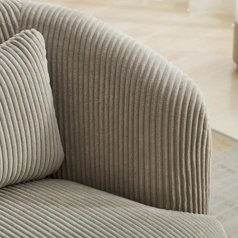 Drehbarer Cord-Sessel im Fassdesign
