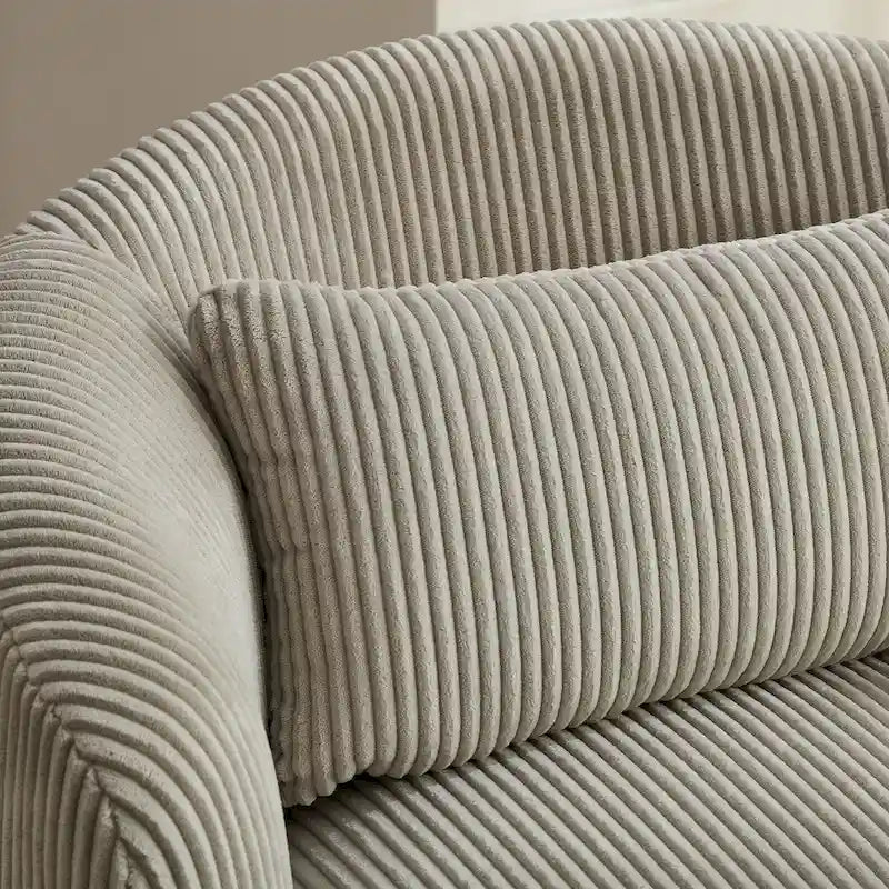 Drehbarer Cord-Sessel im Fassdesign