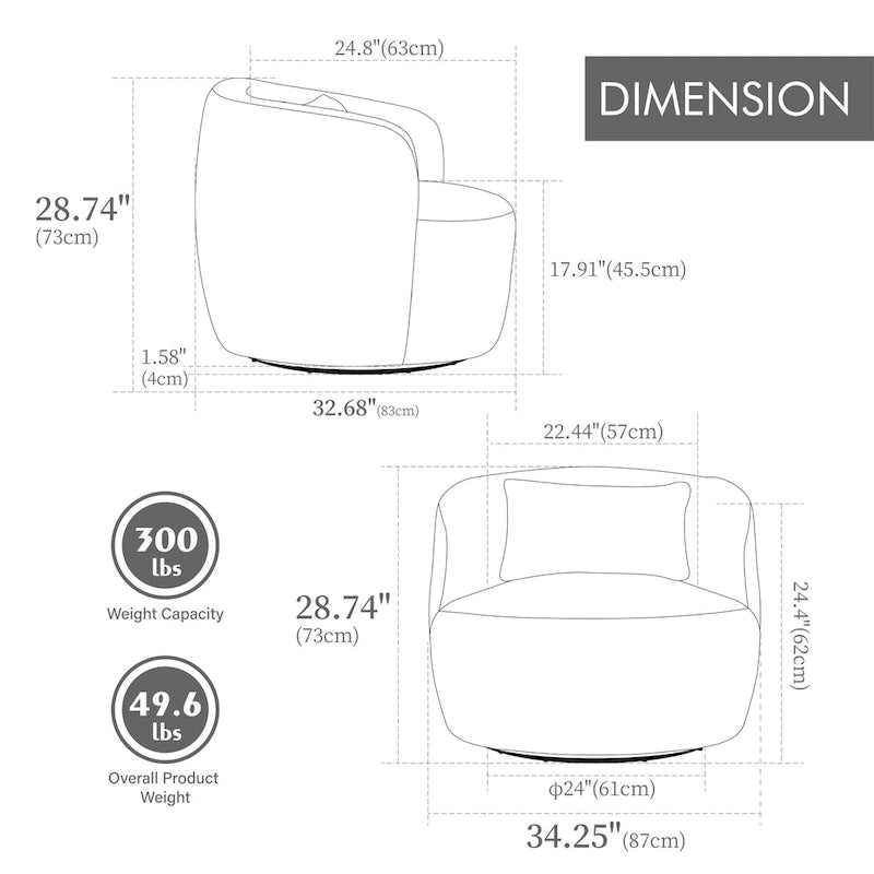 Drehbarer Cord-Sessel im Fassdesign