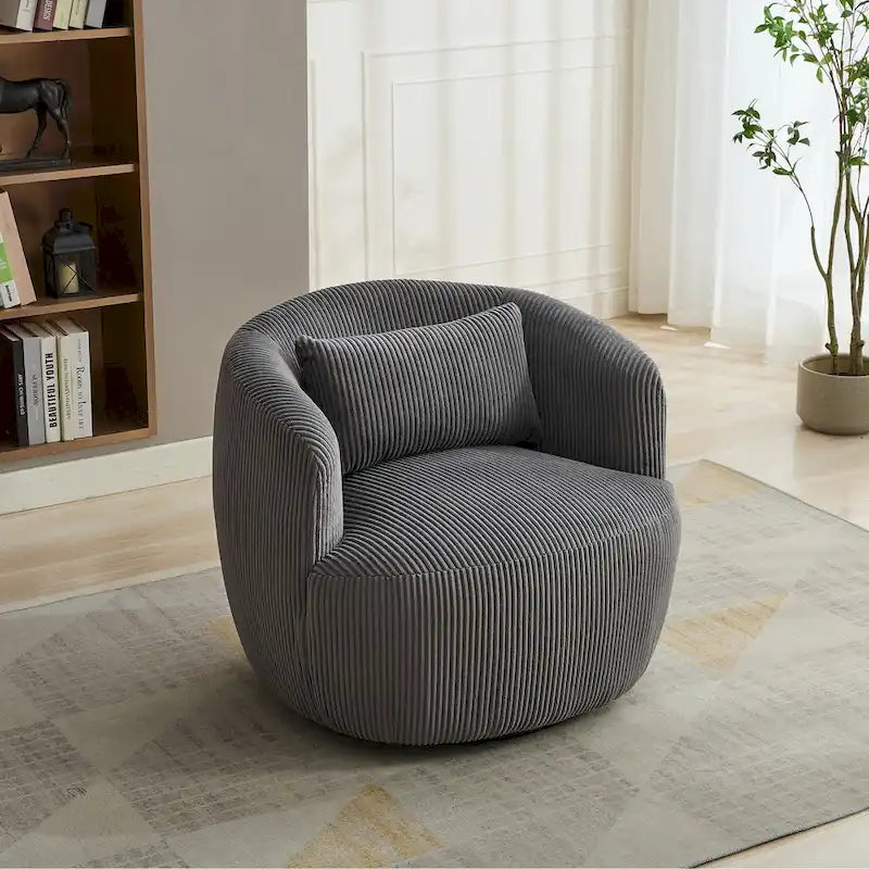 Drehbarer Cord-Sessel im Fassdesign