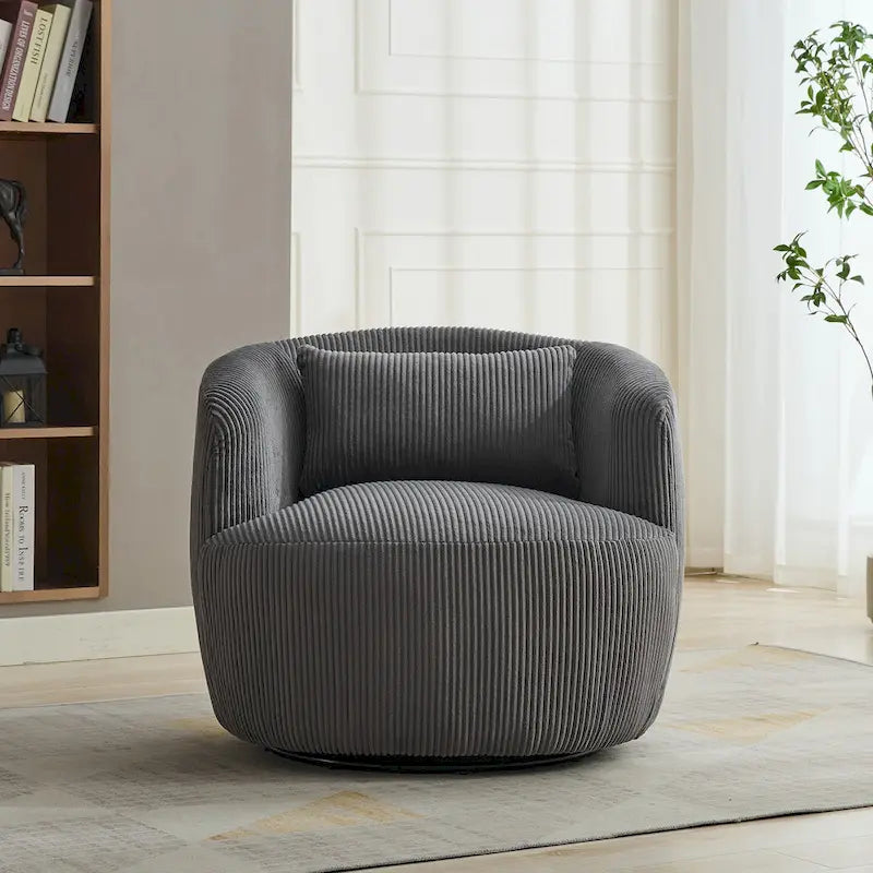 Drehbarer Cord-Sessel im Fassdesign
