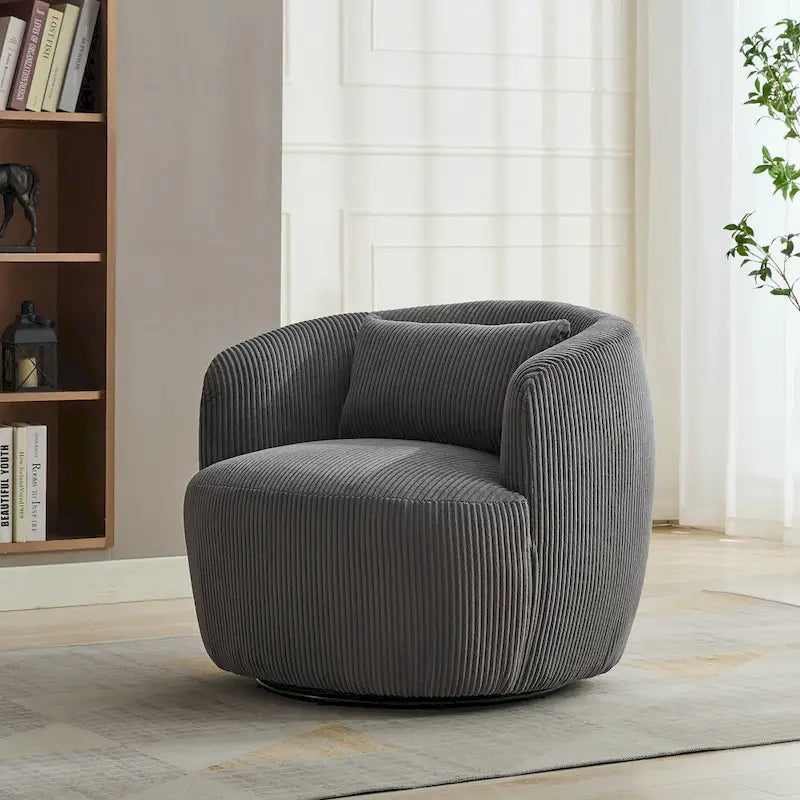 Drehbarer Cord-Sessel im Fassdesign