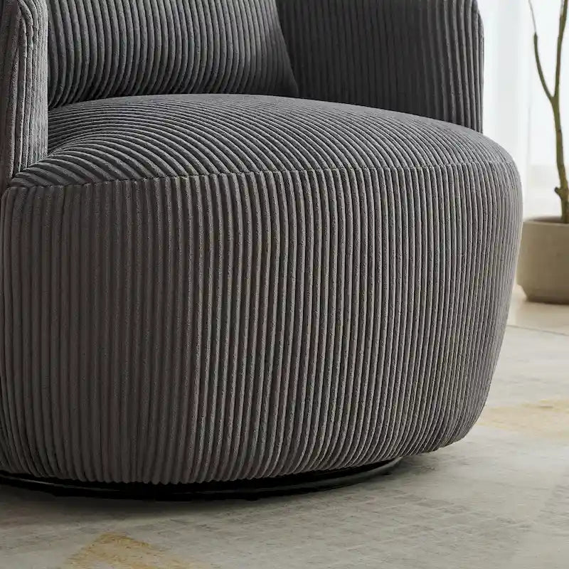 Drehbarer Cord-Sessel im Fassdesign