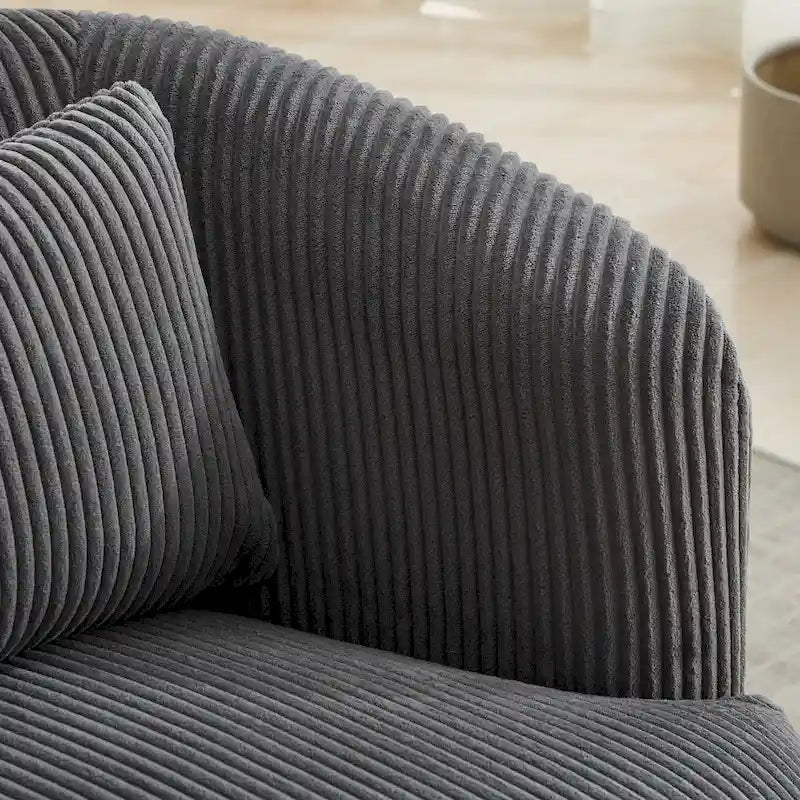 Drehbarer Cord-Sessel im Fassdesign
