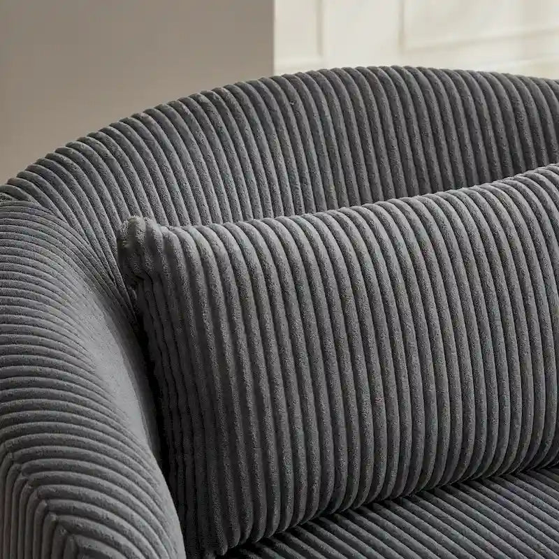 Drehbarer Cord-Sessel im Fassdesign