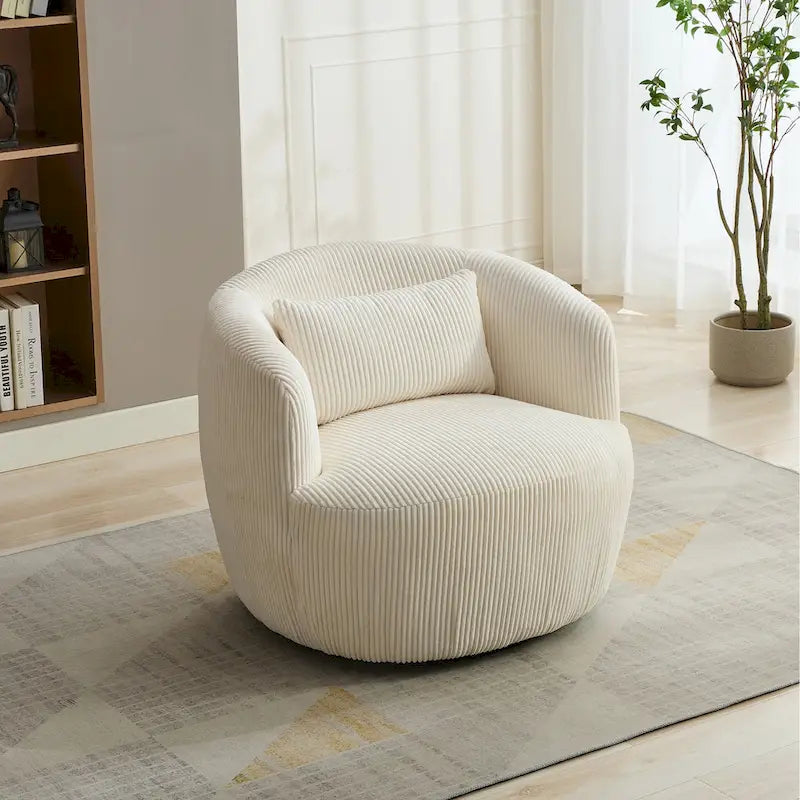 Drehbarer Cord-Sessel im Fassdesign