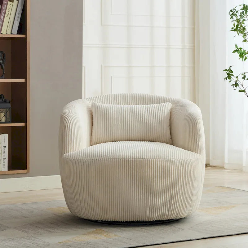 Drehbarer Cord-Sessel im Fassdesign