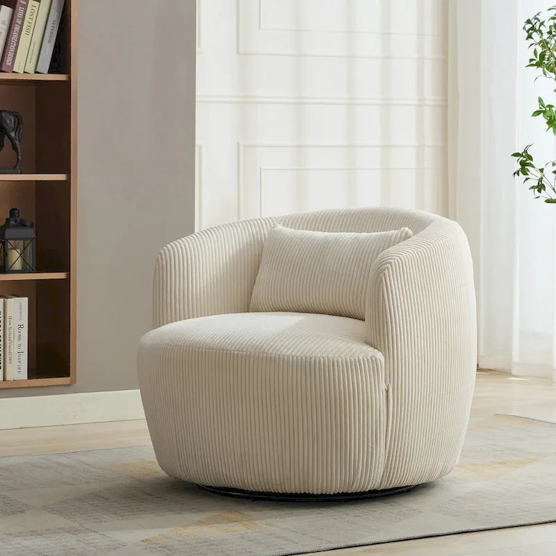 Drehbarer Cord-Sessel im Fassdesign