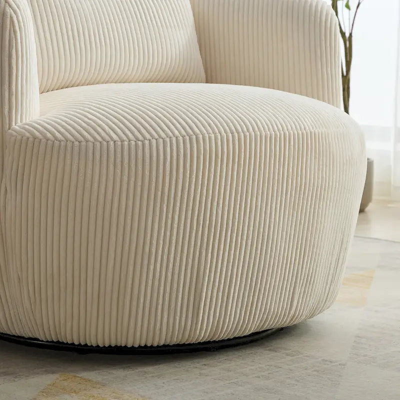 Drehbarer Cord-Sessel im Fassdesign