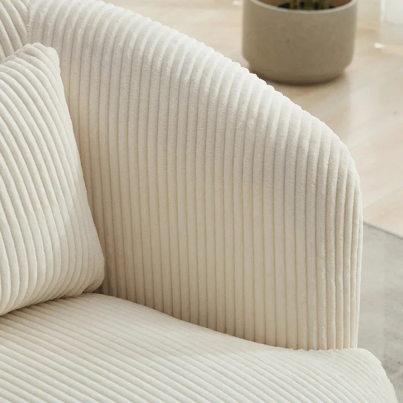 Drehbarer Cord-Sessel im Fassdesign