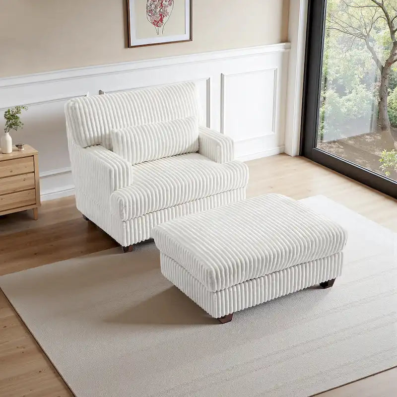 Oversized Chaise Longue Accent Chair with Ottoman