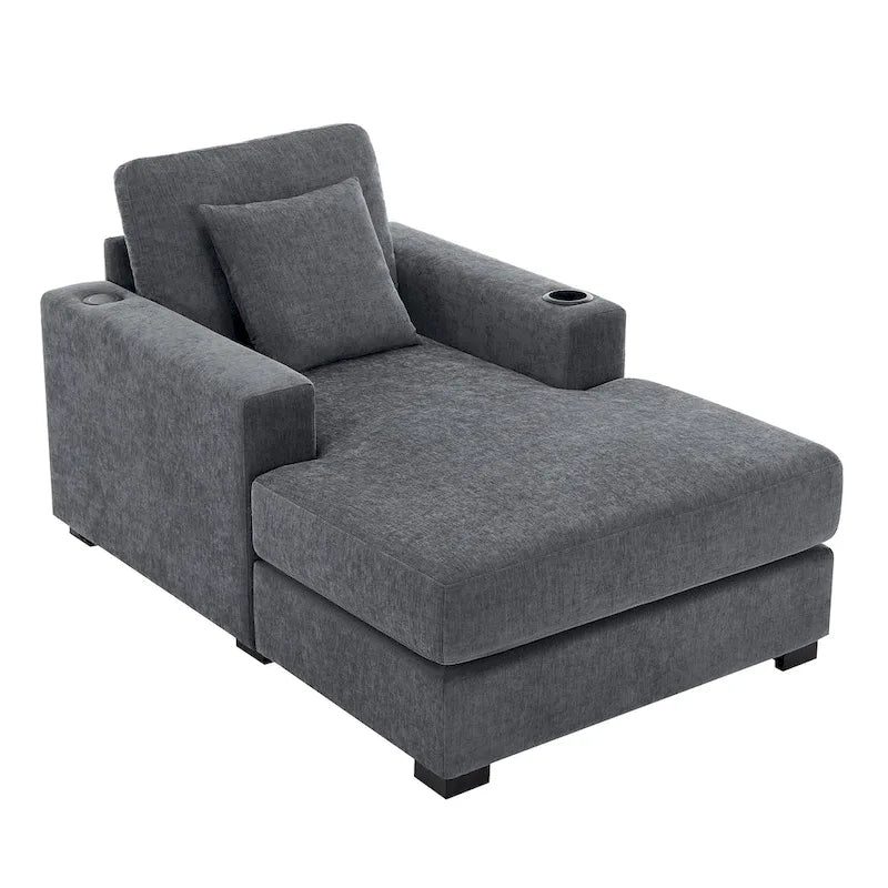Extra grote chaise longue met kussens, verkrijgbaar in drie maten
