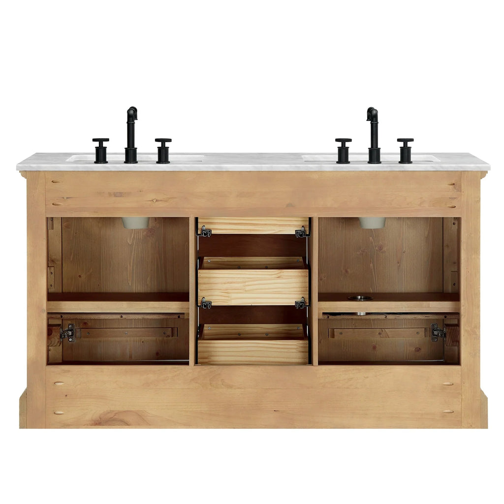 Mobile bagno Hervas con top in marmo naturale senza specchio