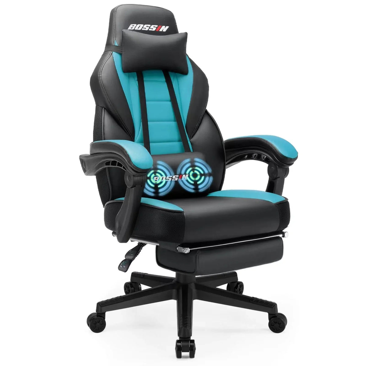 Sedia da gaming BOSSIN in stile corsa, per gamer robusti e alti, portata 300 lbs, schienale alto, sedia da computer
