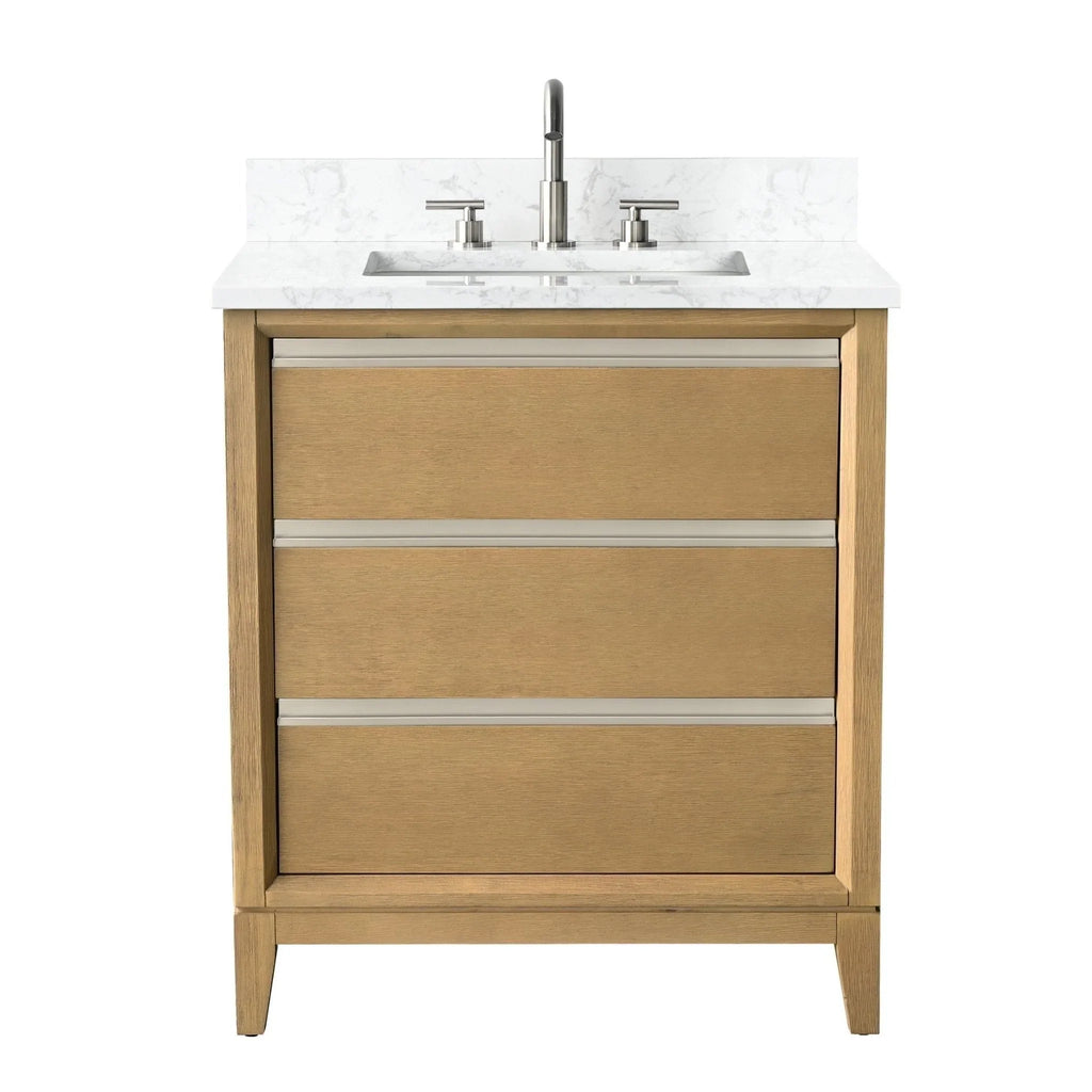Badunterschrank von Vanity Art mit Keramikwaschbecken und Kunstmarmorplatte