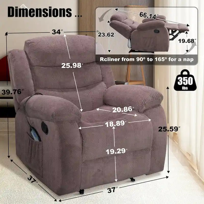 Soft Recliner Chair with Massage and Heat Function