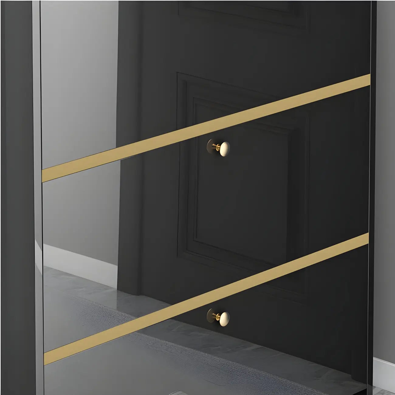 Scarpiera Glam Nera da Ingresso con Ripiani Regolabili