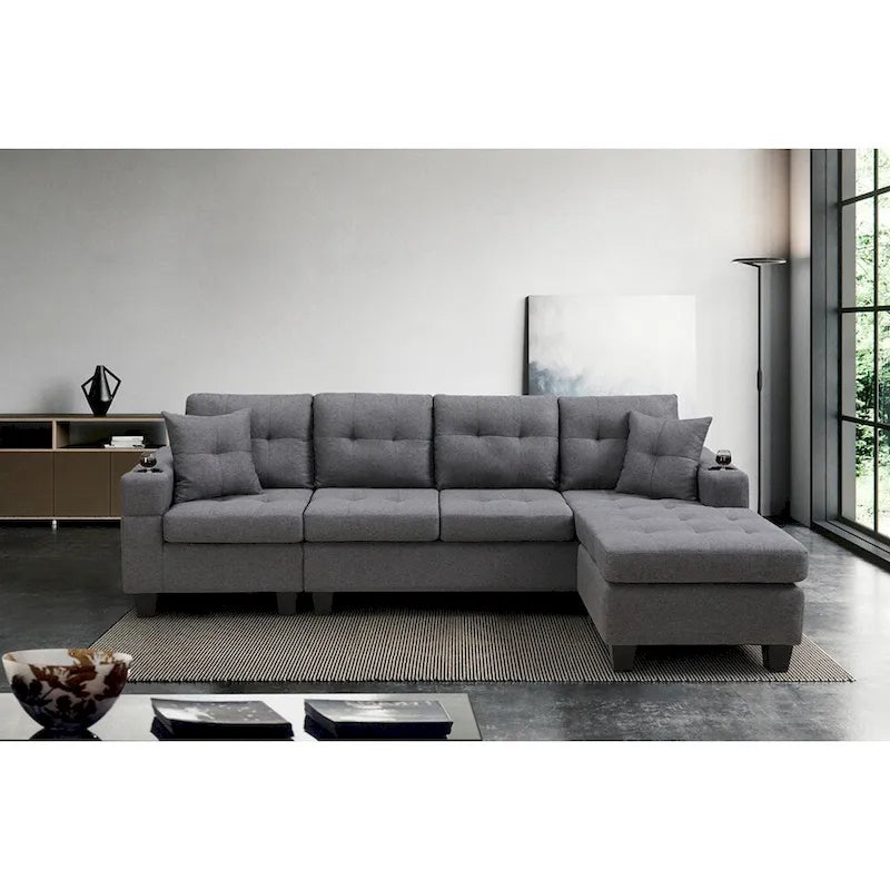 Modularna sofa za dnevnu sobu s ležaljkom u obliku slova L i držačem za čaše