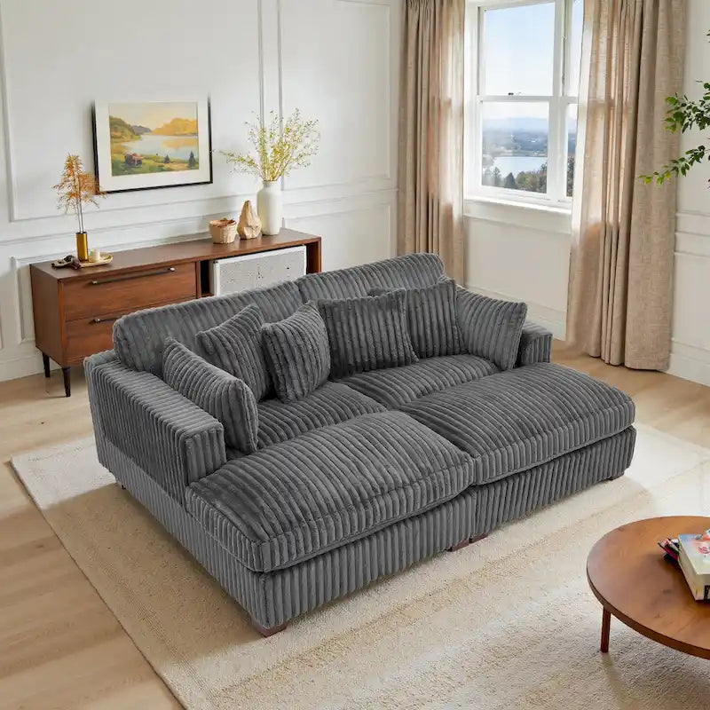 Modulaire hoekbank van stof voor de woonkamer en slaapkamer