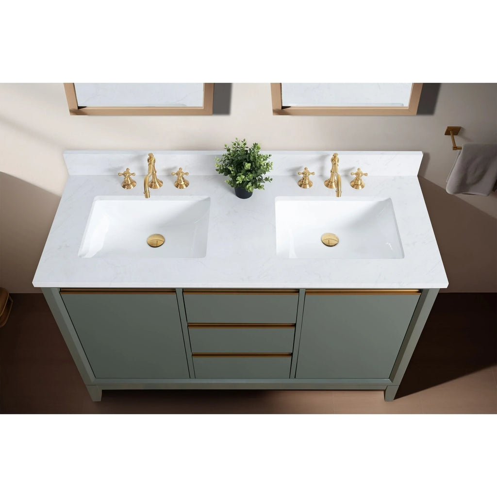 Badunterschrank von Vanity Art mit Keramikwaschbecken und Kunstmarmorplatte