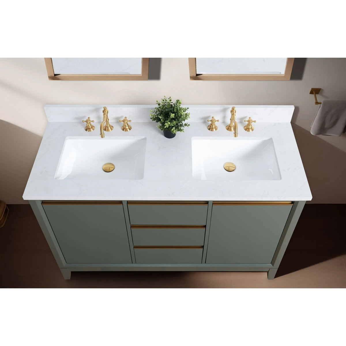Badunterschrank von Vanity Art mit Keramikwaschbecken und Kunstmarmorplatte