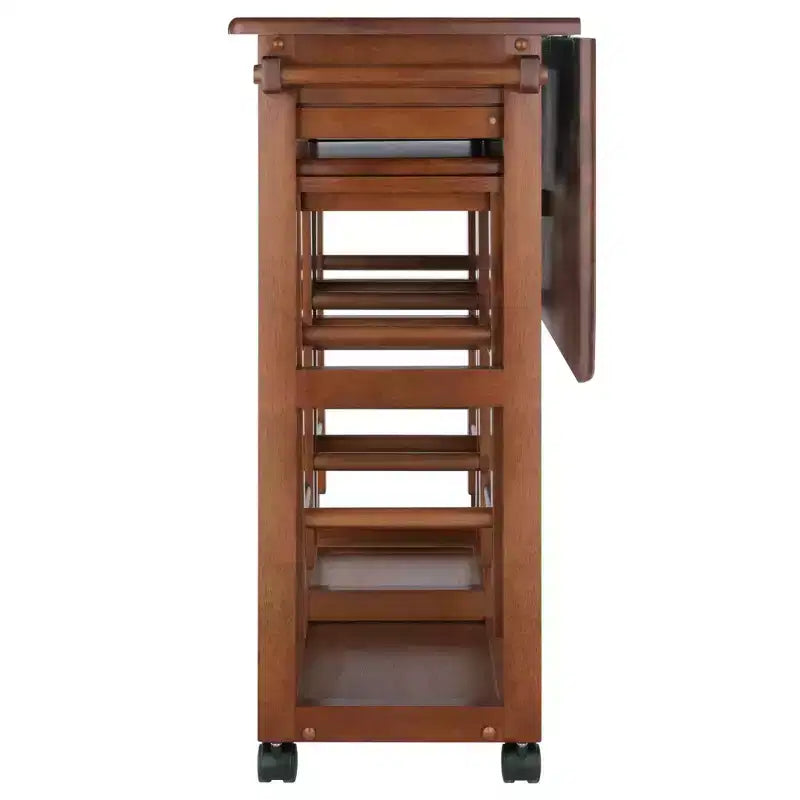 Set da pranzo pieghevole salvaspazio 3 pezzi Suzanne in teak - Winsome: compatto, cassetti contenitore e 2 sgabelli