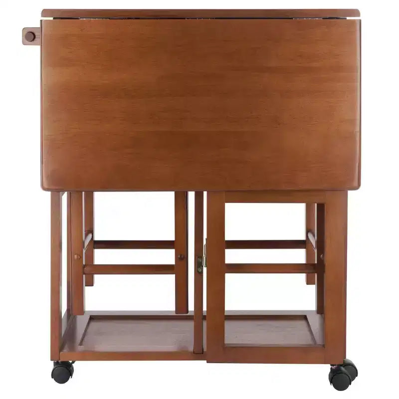 Set da pranzo pieghevole salvaspazio 3 pezzi Suzanne in teak - Winsome: compatto, cassetti contenitore e 2 sgabelli