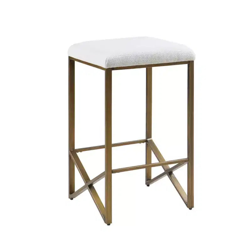 Ink+Ivy 26" Marino Backless Upholstered Counter Height Barstool: Bronze Finish, Padded Seat