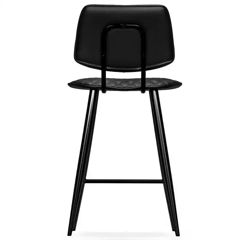 WyndenHall Set of 2 Skyla Counter Height Barstools Black: Quilted Upholstery, Plywood Frame, Footrest