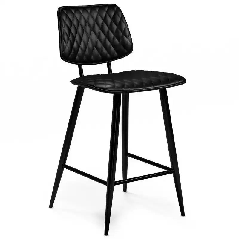 WyndenHall Set of 2 Skyla Counter Height Barstools Black: Quilted Upholstery, Plywood Frame, Footrest