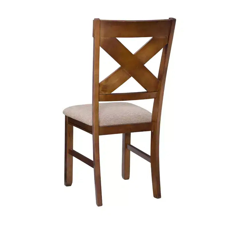 Set da pranzo da 7 pezzi Powell, sedie Jackson con schienale a X e tavolo allungabile, nocciola scuro